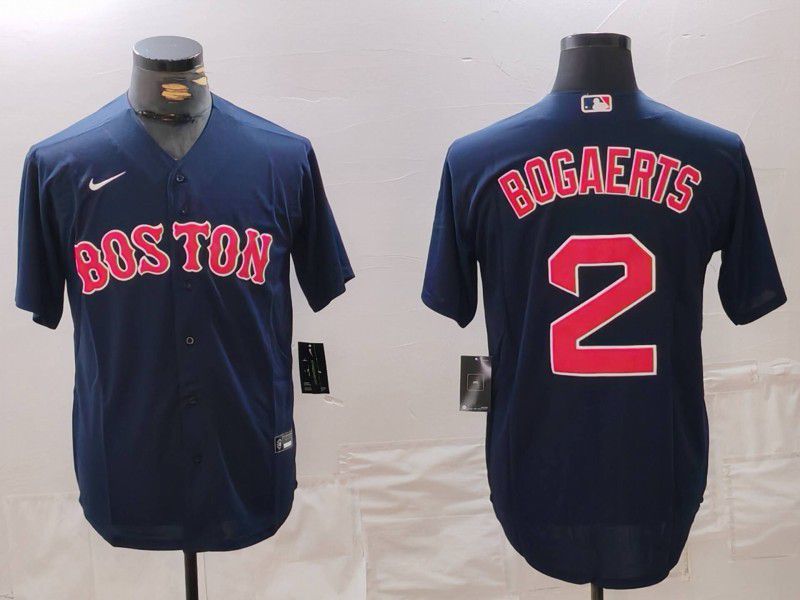 Men Boston Red Sox #2 Bogaerts Drak Blue Game 2025 Nike MLB Jersey style 1